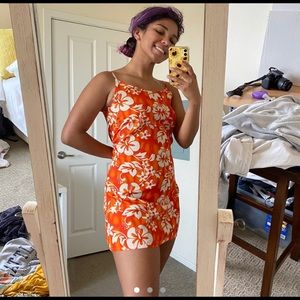 Tropical print mini dress